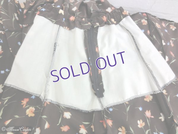 画像4: 【ユーズド品】フラメンコファルダこげ茶×花柄 一段フリル＊スペイン製