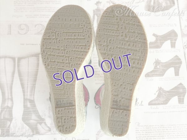 画像8: 【ユーズド品】総柄ウェッジサンダル 24.5cm（ブルー）＊HYSTERIC GLAMOUR