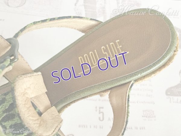 画像7: 【ユーズド品】レオパード柄クロスベルトヒールサンダル 24.5cm（黒×緑）＊POOL SIDE