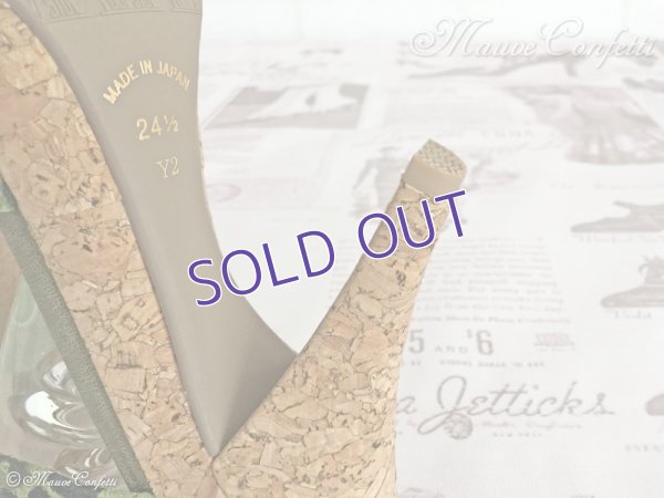 画像10: 【ユーズド品】レオパード柄クロスベルトヒールサンダル 24.5cm（黒×緑）＊POOL SIDE