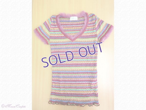 画像6:  ＊SALE＊ 【古着】ヒステリックスのラメニット半袖トップス ピンク×マルチ＊HYSTERICS