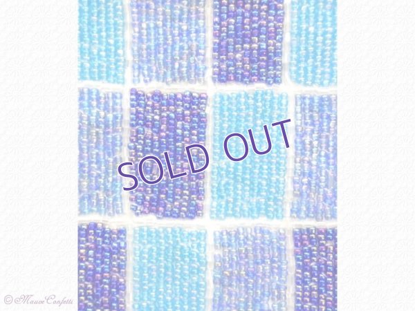 画像6:  *SALE* 【ユーズド品】ビーズ刺繍のポシェット(青系市松)