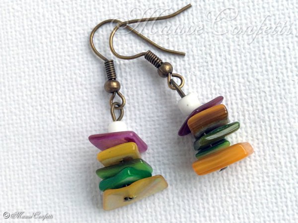 画像2: *ハンドメイド*アースカラーのさざれミルフィーユピアス (2)