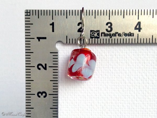 画像4: *ハンドメイド*赤いトンボ玉のピアス (4)