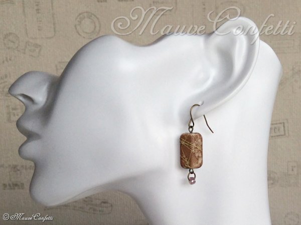 画像3: ＊ハンドメイド＊オリエンタルなレクタングルピアス (3)