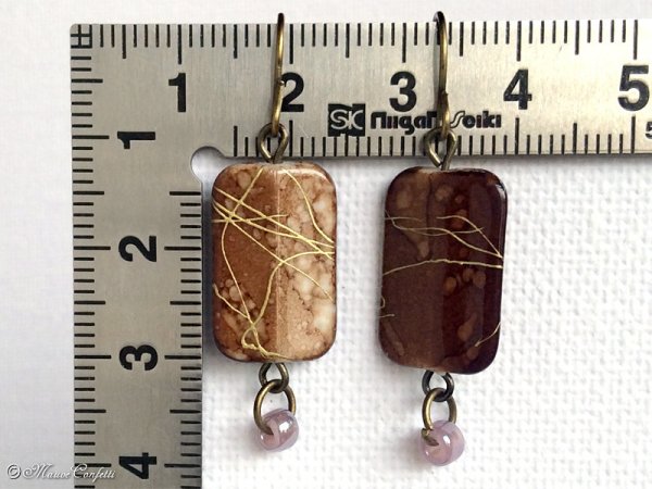 画像4: ＊ハンドメイド＊オリエンタルなレクタングルピアス (4)