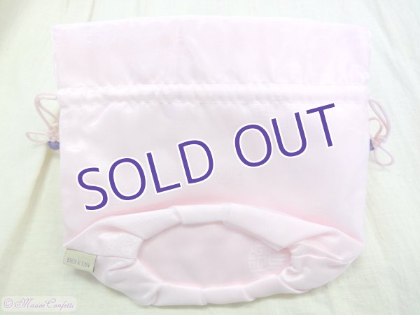 画像3:  *SALE* 【ユーズド品】花柄刺繍の巾着(ピンク) (3)